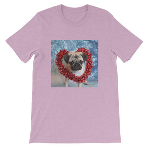 Short-Sleeve Valentine's Day Pug Unisex Tshirt