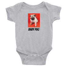 Load image into Gallery viewer, Infant Baby Pug With Red Background Onesie Bodysuit