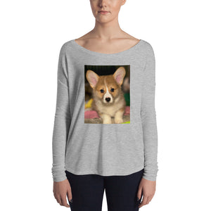 Ladies' Long Sleeve Corgi Puppy Tshirt