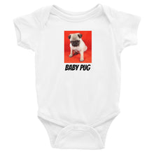 Load image into Gallery viewer, Infant Baby Pug With Red Background Onesie Bodysuit