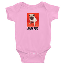 Load image into Gallery viewer, Infant Baby Pug With Red Background Onesie Bodysuit