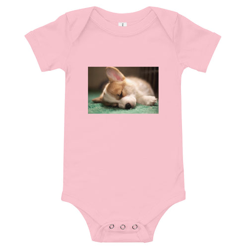 Infant Sleeping Corgi Puppy Onesie Bodysuit