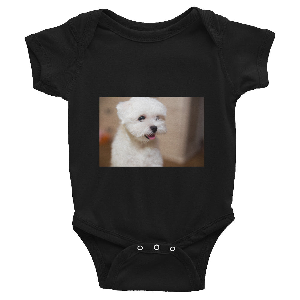 Infant White Puppy Poodle Onesie Bodysuit