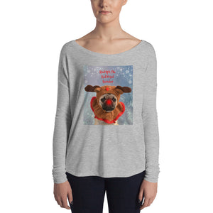Ladies' Holiday Rudolph Pug Long Sleeve Tshirt