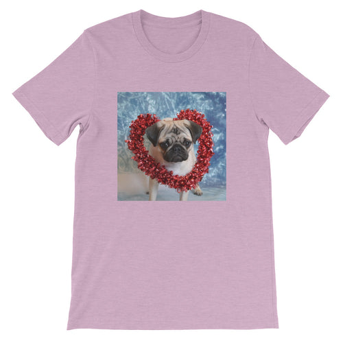 Short-Sleeve Valentine's Day Pug Unisex Tshirt