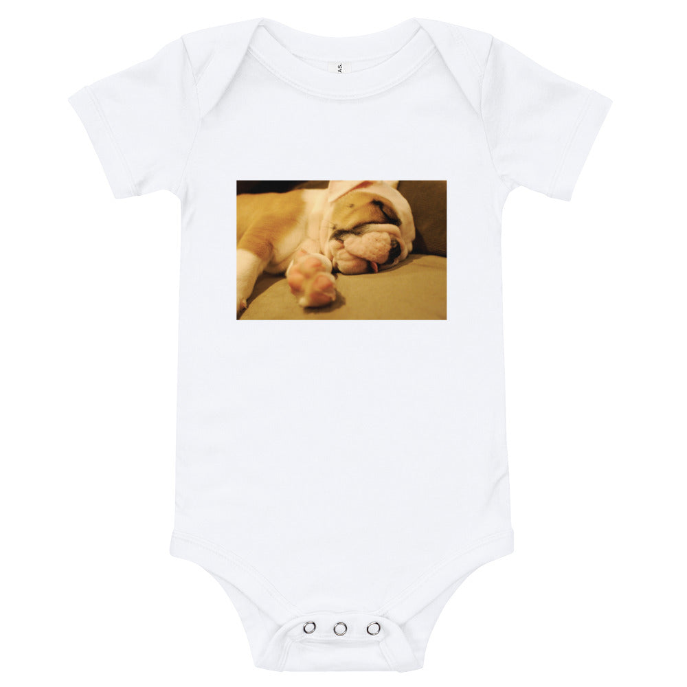 Sleeping Bulldog Puppy Infant Onesie Bodysuit