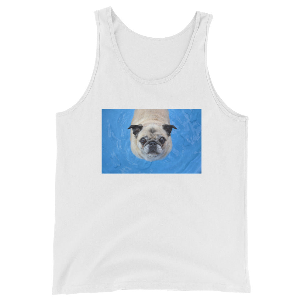 Unisex Pool Pug Tank Top