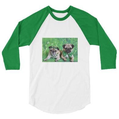 3/4 Sleeve St. Patrick's Day Pug Tshirt Raglan
