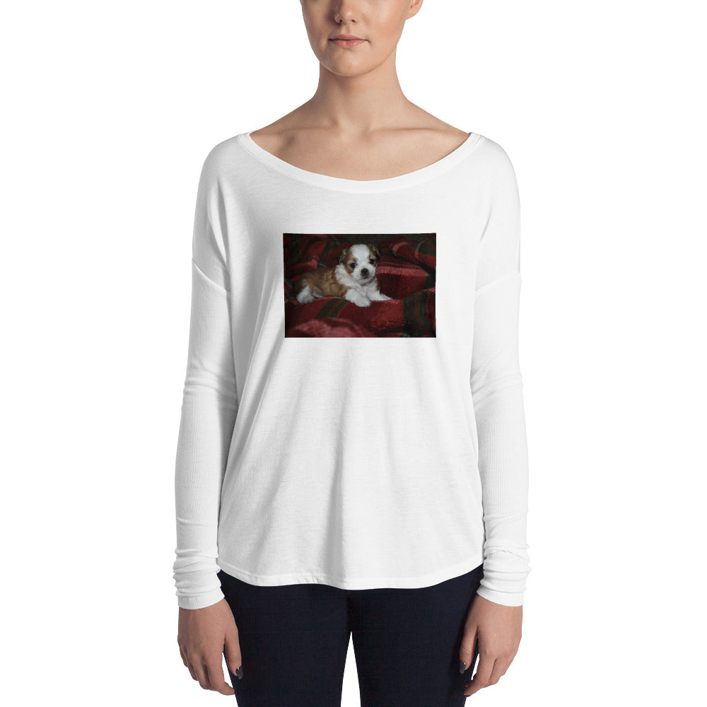 Ladies' Long Sleeve Shih Tzu Puppy Tshirt