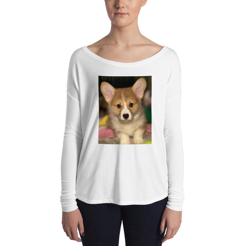 Ladies' Long Sleeve Corgi Puppy Tshirt